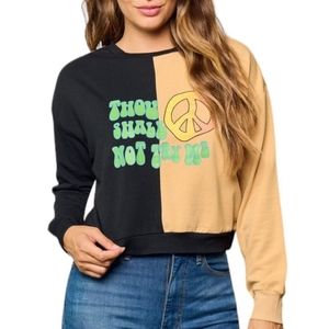 NWOT Sugar Moon Thou Shall Not Try Me Colorblock Sweater